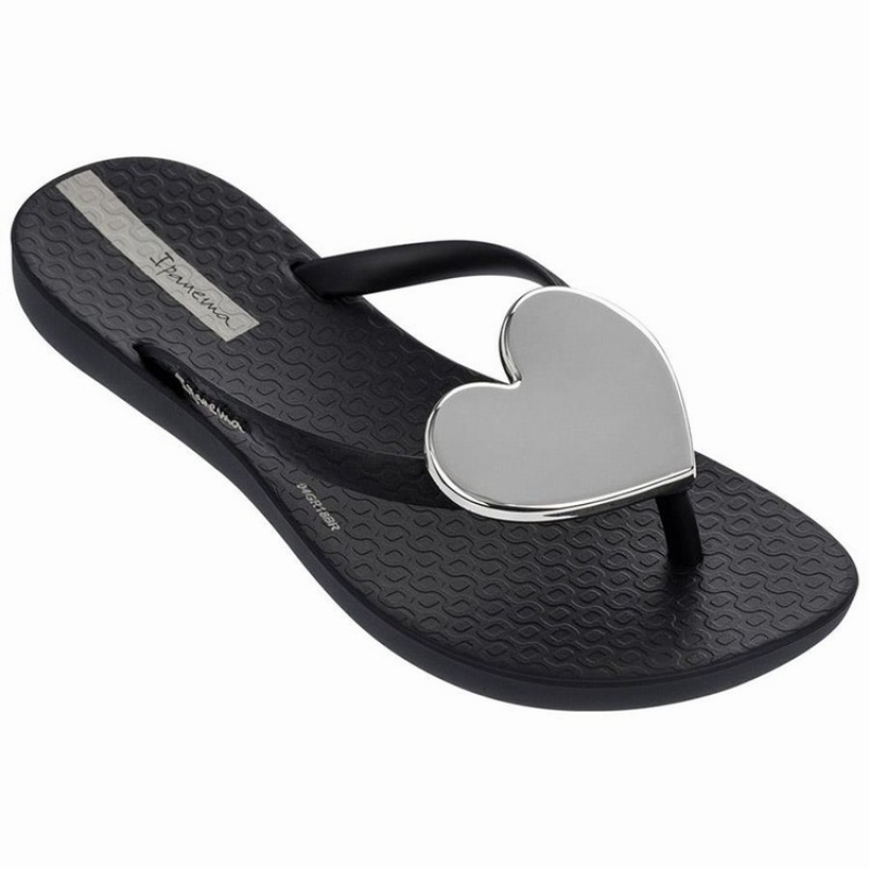 Infradito Bambino Ipanema Wave Heart Nere Argento | 531864-ZBY