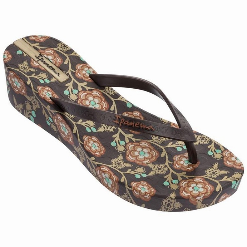 Infradito Donna Ipanema Floral Plat Wedge Marroni | 490832-EWU