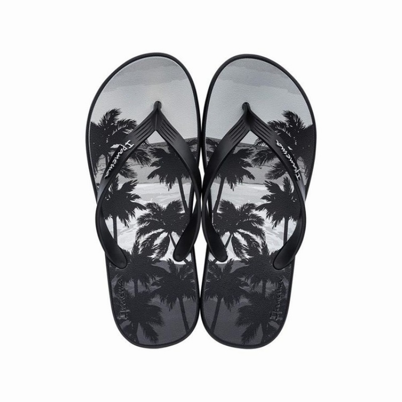 Infradito Uomo Ipanema 10 Palm Nere Grigie | 829014-RNG